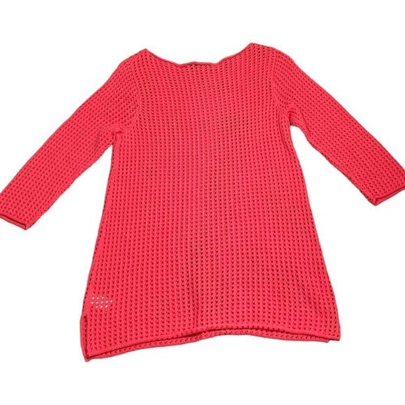 NWT Jeanne Pierre Pink Hibiscus 3/4 Sleeve Sweater, Size L - Picture 2 of 7